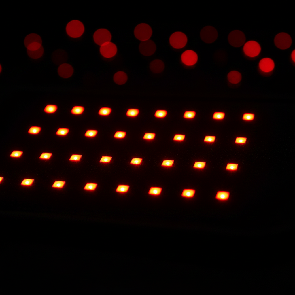 Detalle de los LED de luz roja del cinturón